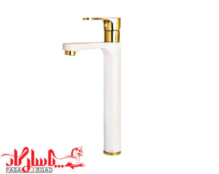 هودین شیر روشویی پایه بلند مدل رافائل سفید طلایی