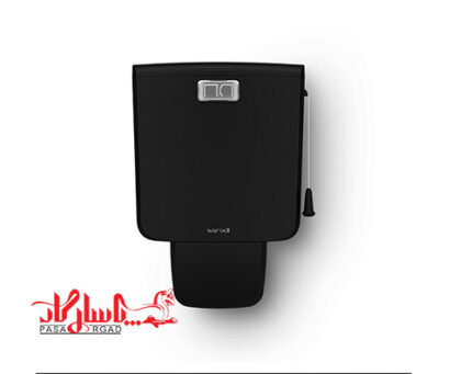 فلاش تانک کاسپین پلاس رنگ مشکی دکمه نقره ای ایمن آب(سارودی)+شلنگ و شیر پیسوال ورودی اب از کف