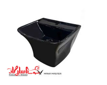 روشویی دیواری نیم پایه چینی کردمدل ارتا مشکی مات